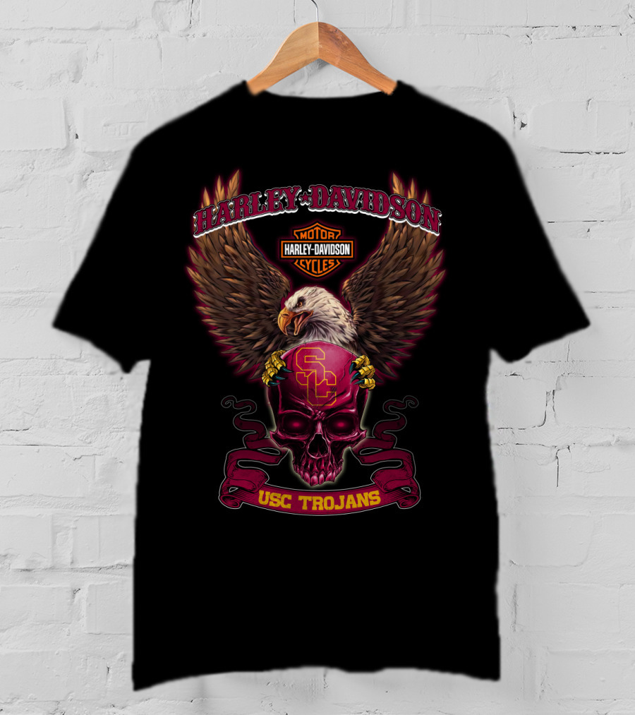 Harley Davidson Usc Trojans Eagle And Skull T-Shirt