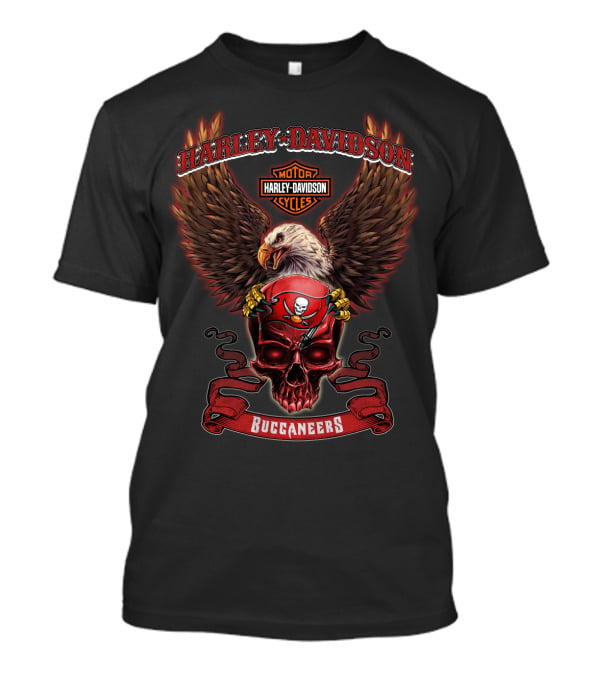 Harley Davidson Motor Cycles Buccaneers Eagle And Skull T-Shirt