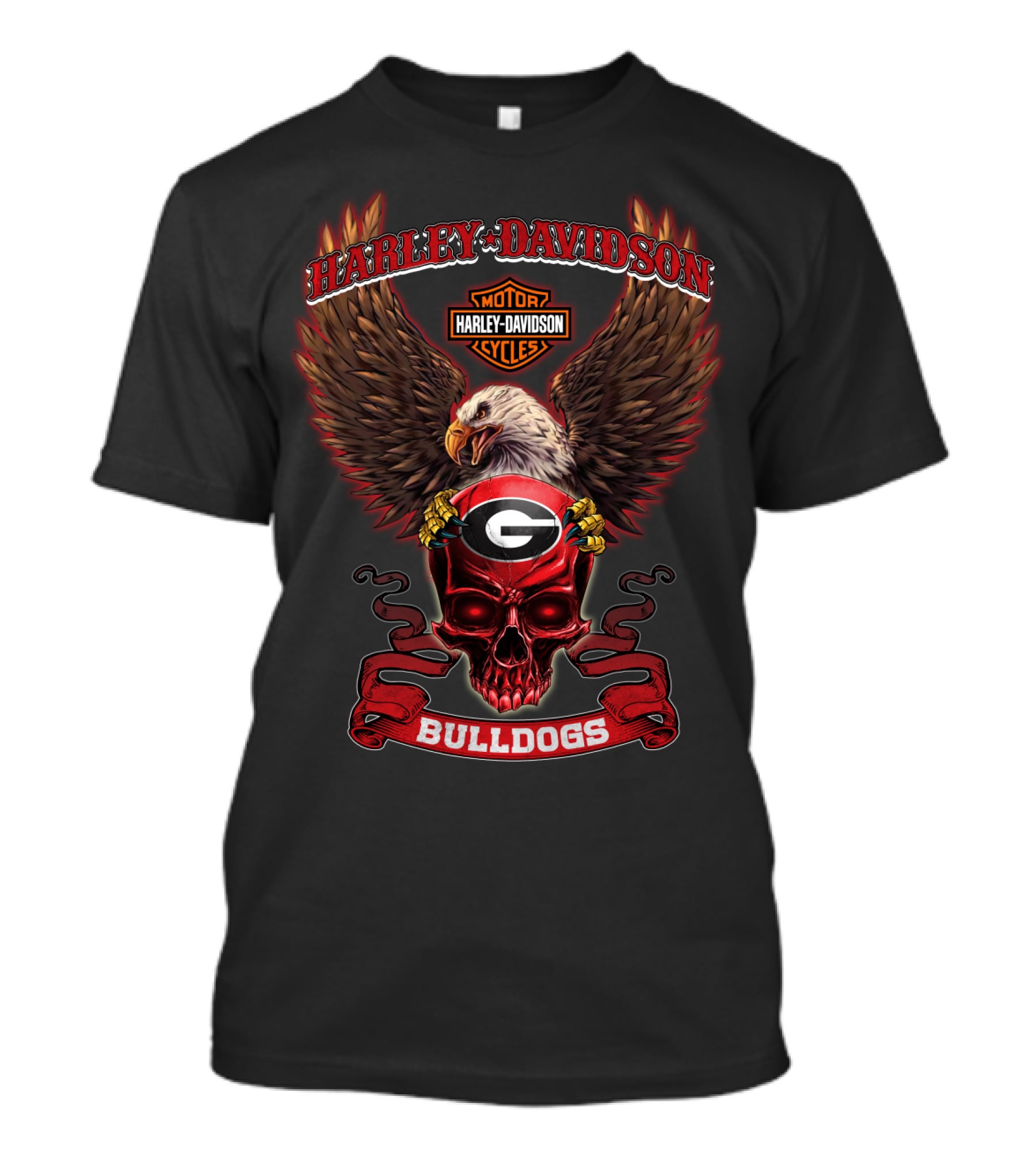 Harley Davidson Georgia Bulldogs Eagle Skull T-Shirt