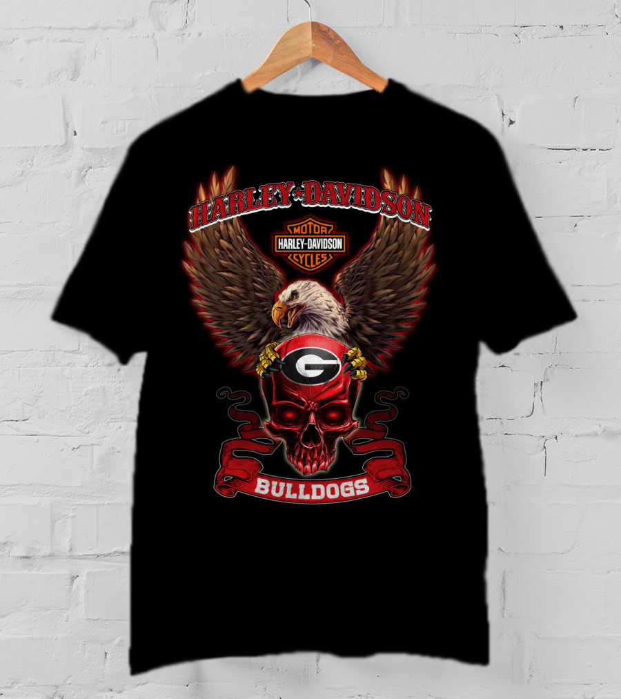 Harley Davidson Georgia Bulldogs Eagle Skull T-Shirt
