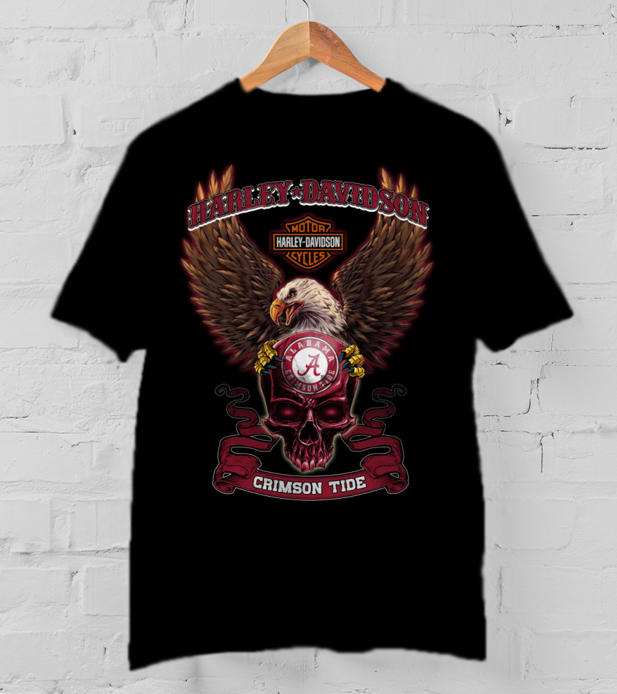 Harley Davidson Alabama Crimson Tide Eagle Skull T-Shirt