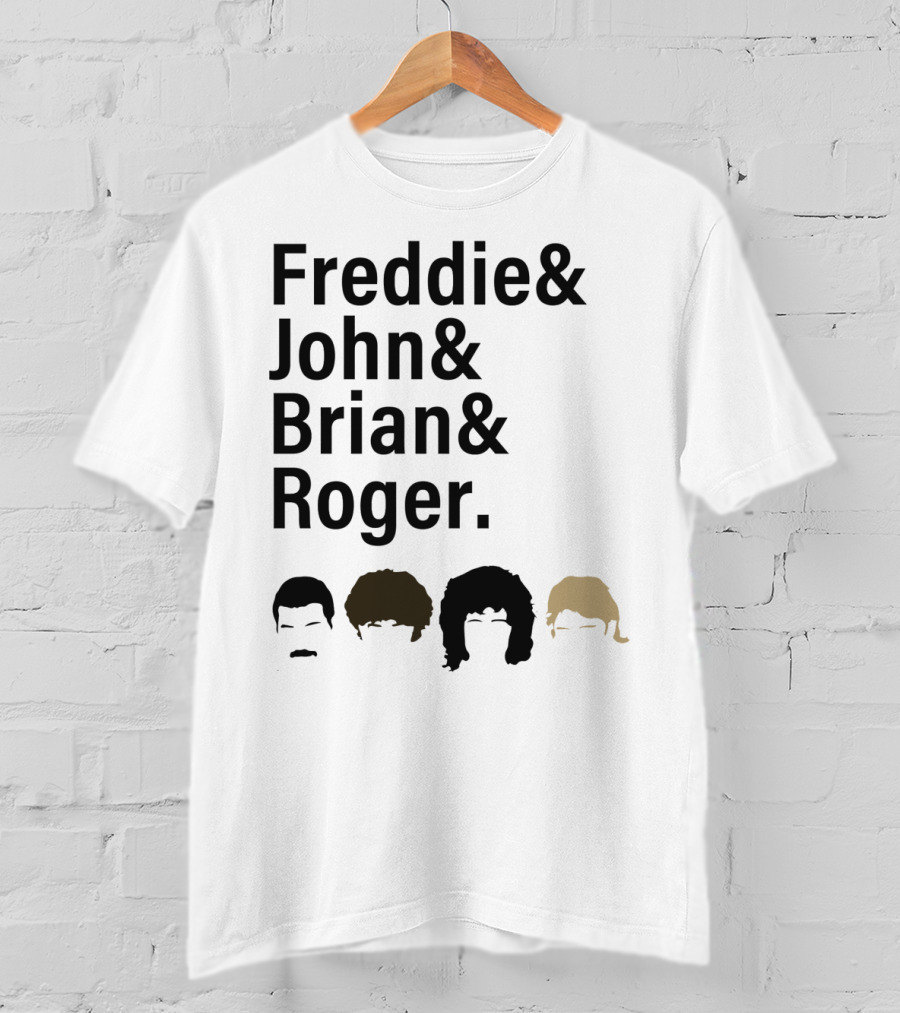Freddie John Brian Roger Hair Silhouettes Queen Band Members T-Shirt