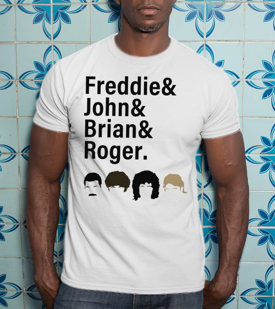 Freddie John Brian Roger Hair Silhouettes Queen Band Members T-Shirt