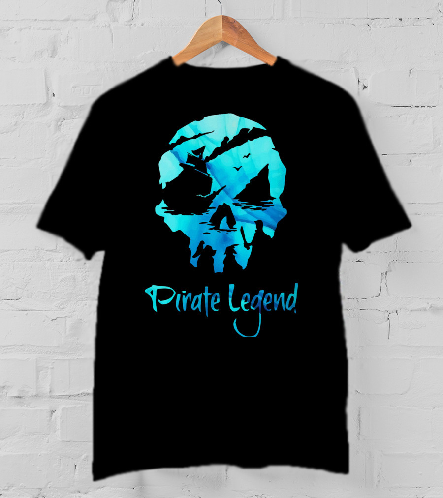 Pirate Legend Skull With Blue Ocean T-Shirt