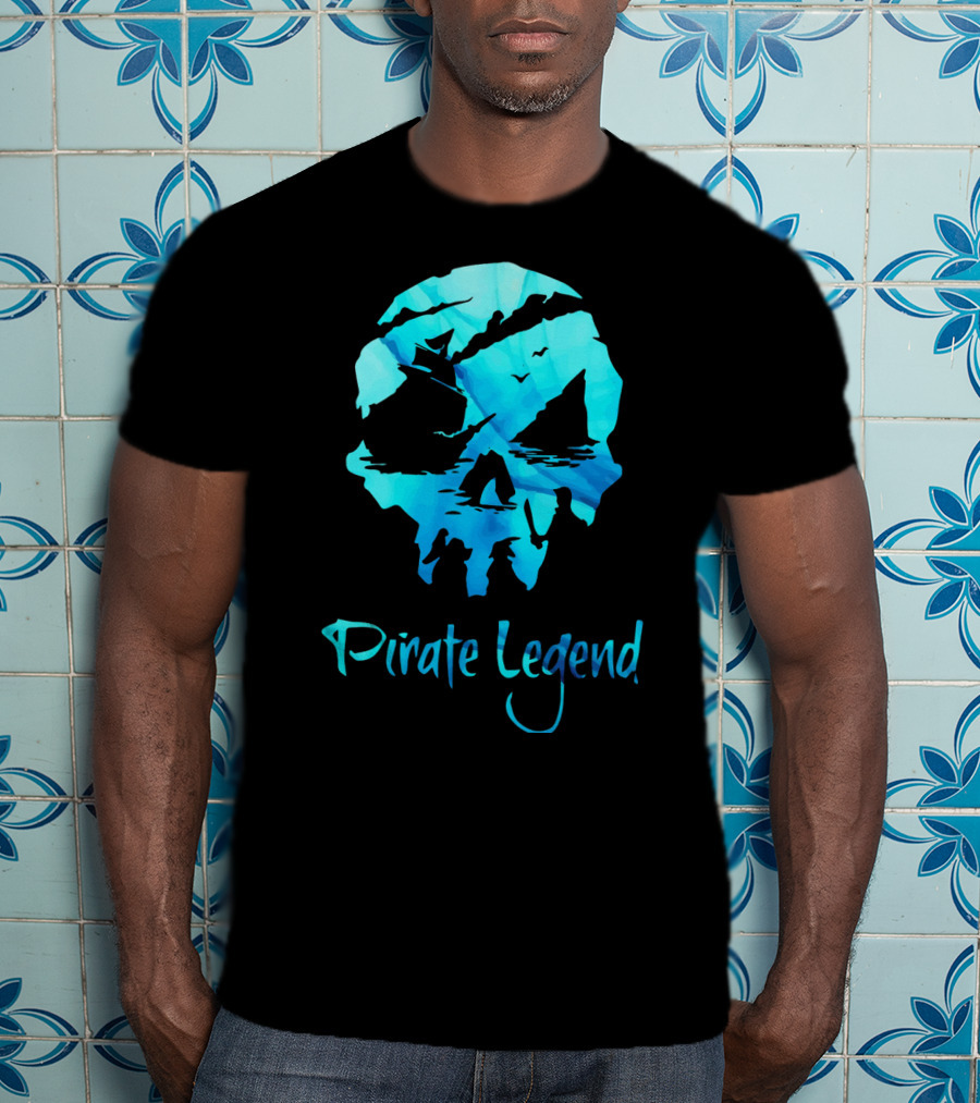 Pirate Legend Skull With Blue Ocean T-Shirt