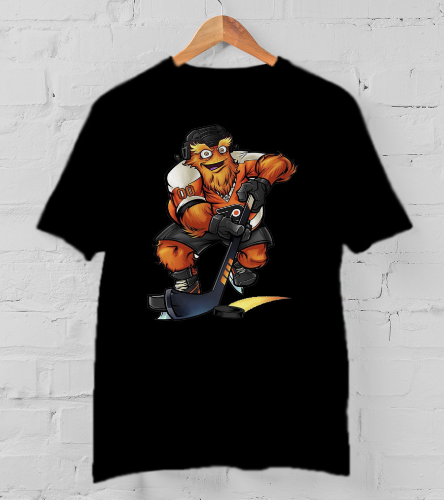 Gritty Philadelphia Flyers Hockey Character With Stick Drawing T-Shirt