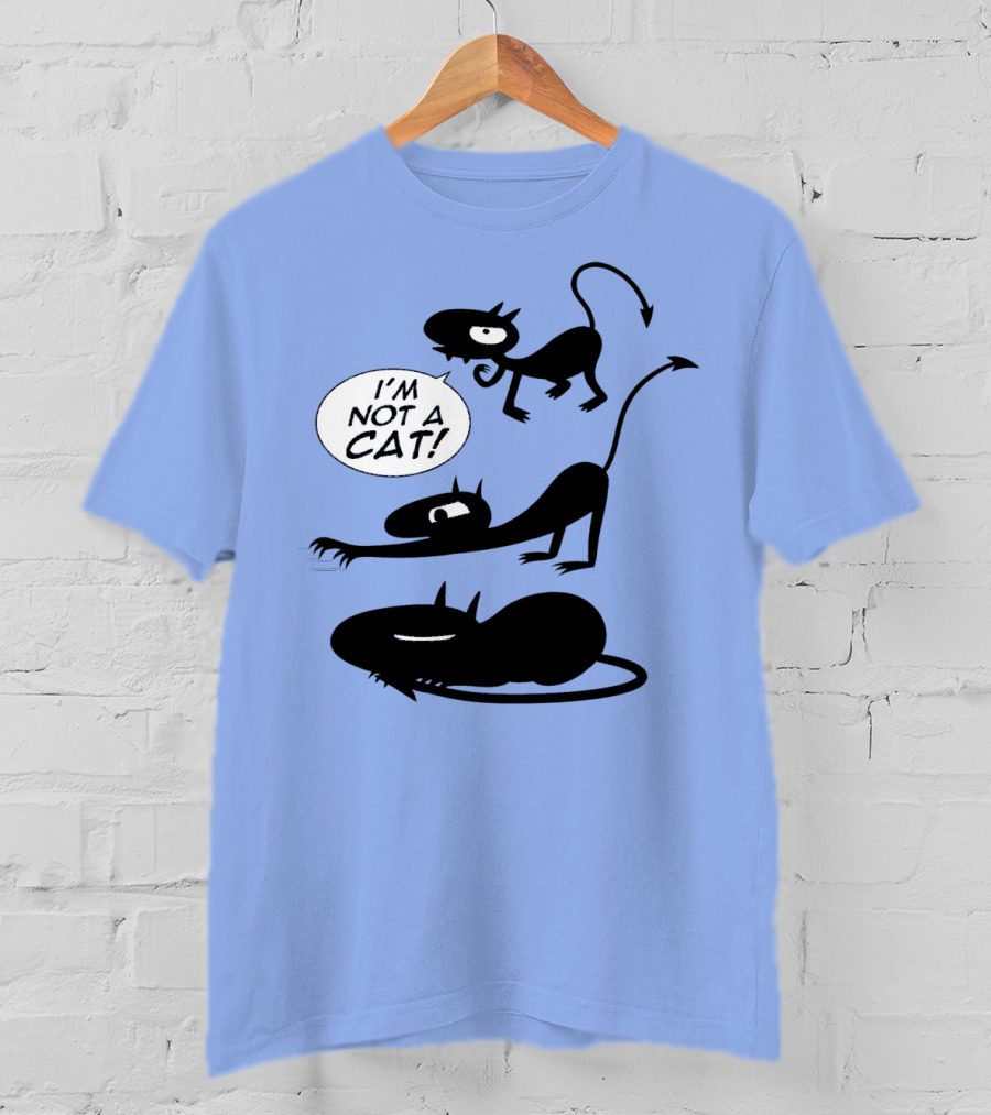 I'm Not A Cat Black Cartoon Creatures With Tails And Horns T-Shirt