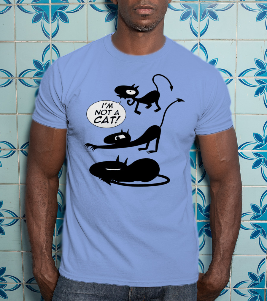 I'm Not A Cat Black Cartoon Creatures With Tails And Horns T-Shirt