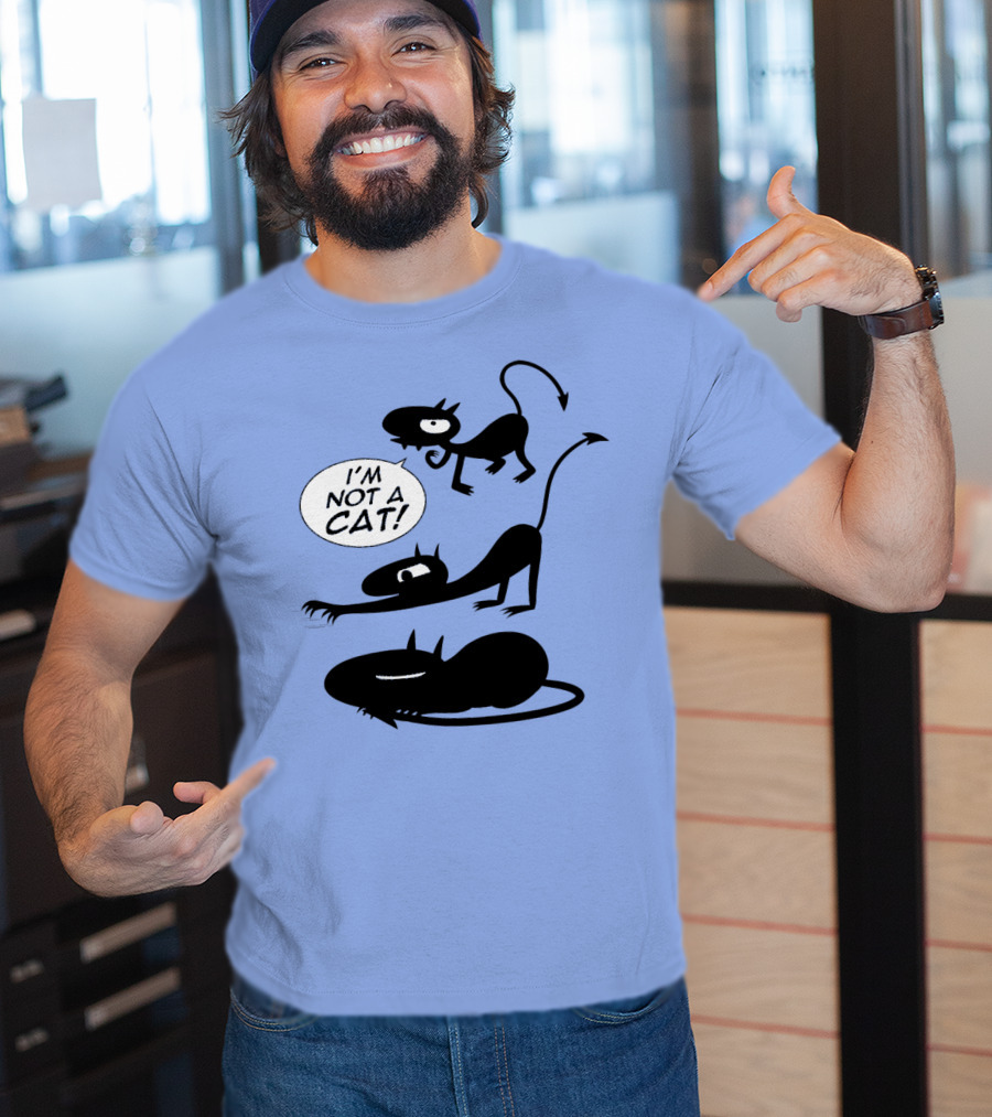 I'm Not A Cat Black Cartoon Creatures With Tails And Horns T-Shirt