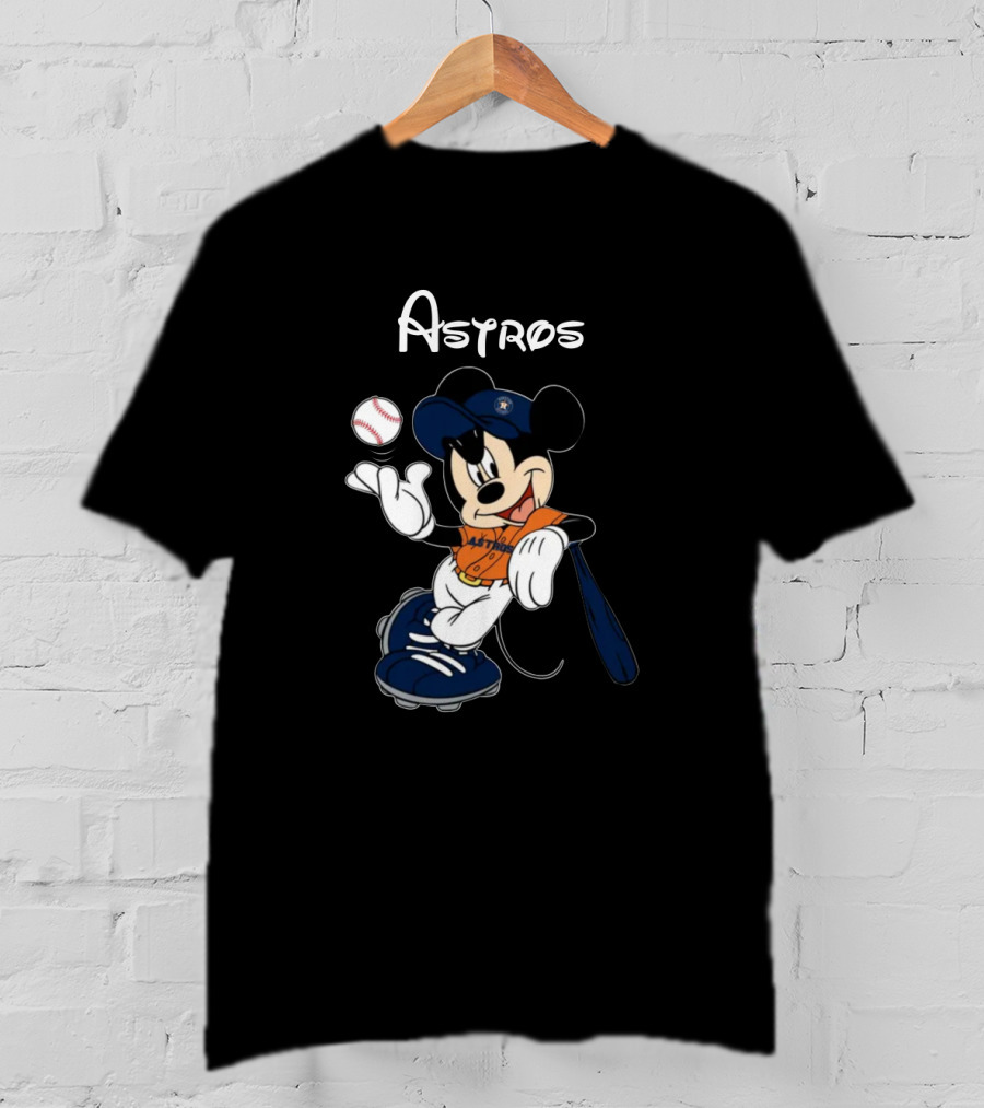 Mickey Astros Baseball Player In Orange And Blue T-Shirt