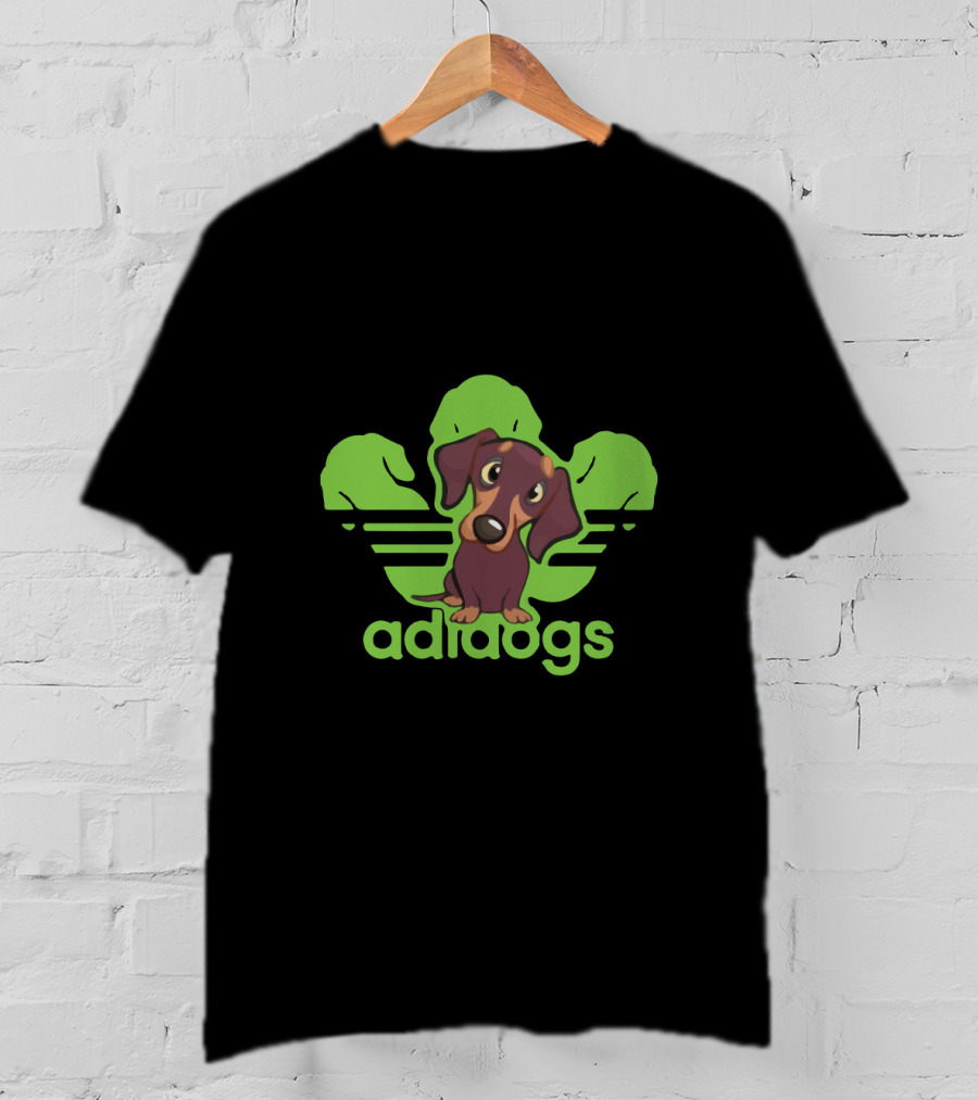Adidogs Green Logo With Dachshund T-Shirt
