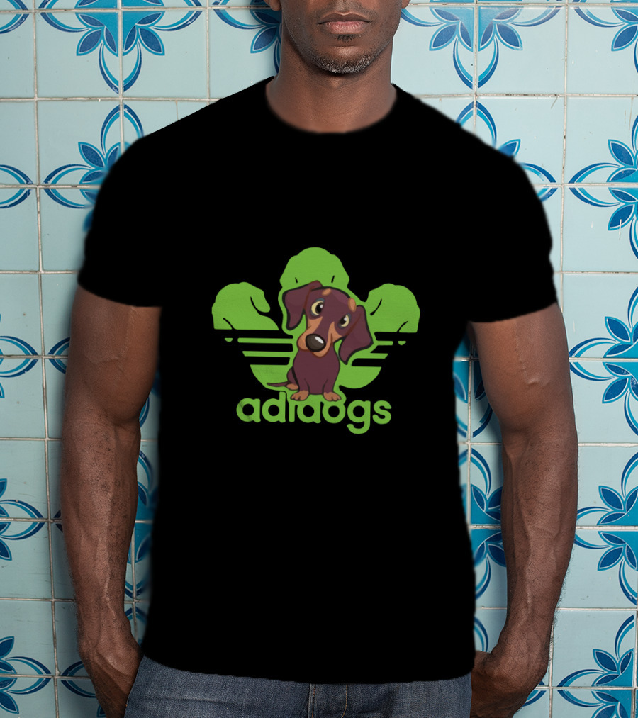 Adidogs Green Logo With Dachshund T-Shirt