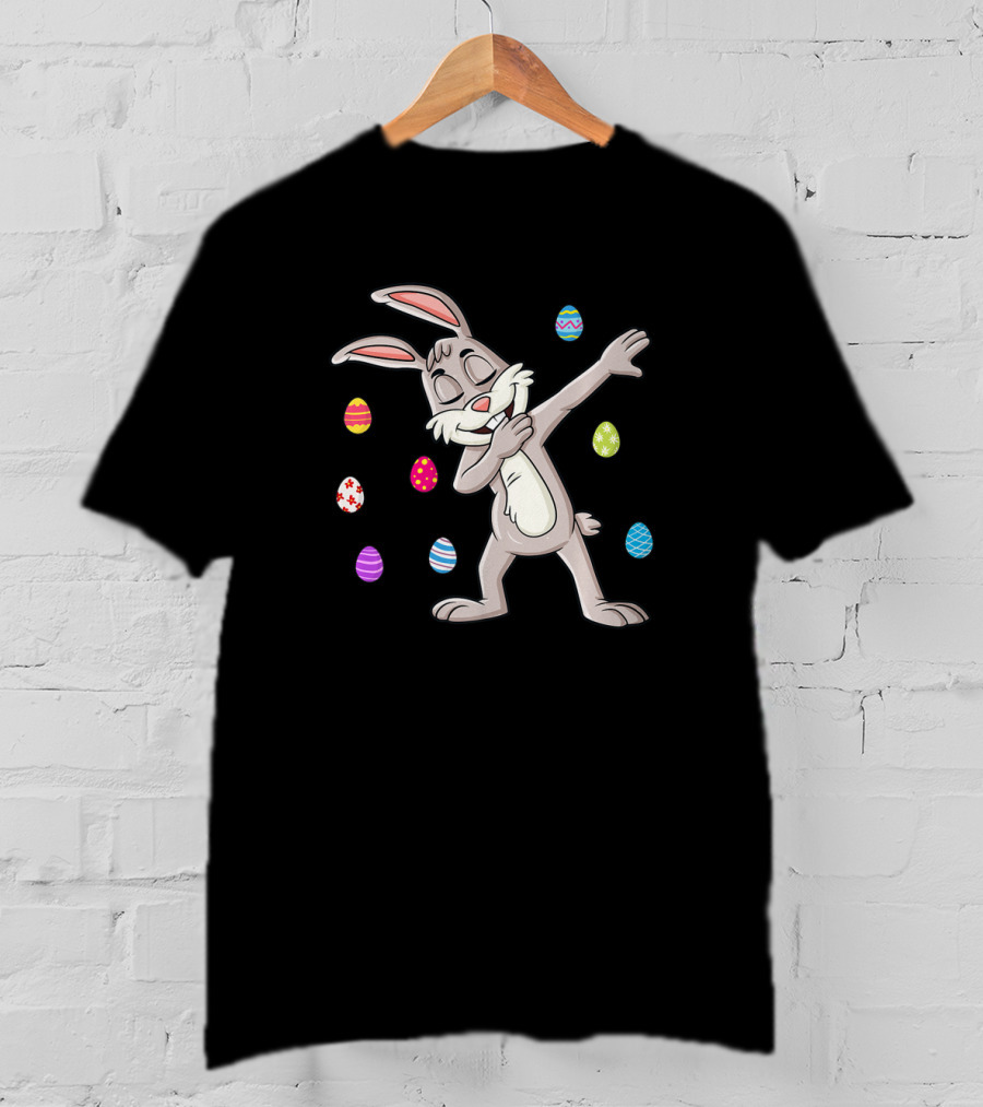 Easter Day Dabbing Rabbit With Colorful Eggs Dab T-Shirt