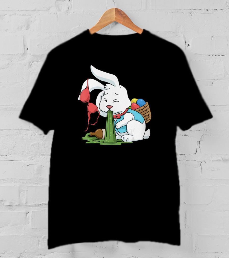 Funny Easter Bunny Egg Hunt Hangover With Bra And Eggs T-Shirt