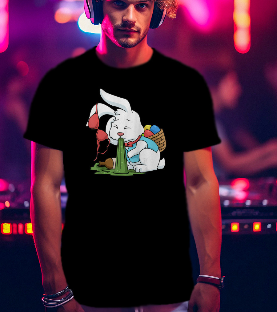 Funny Easter Bunny Egg Hunt Hangover With Bra And Eggs T-Shirt
