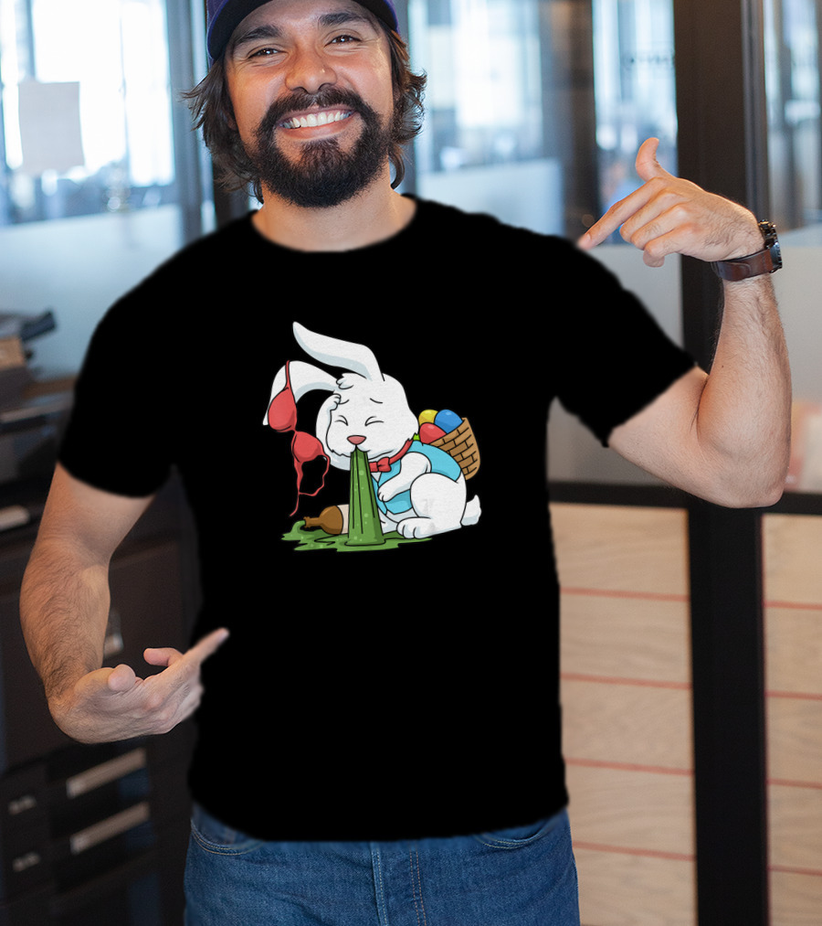 Funny Easter Bunny Egg Hunt Hangover With Bra And Eggs T-Shirt