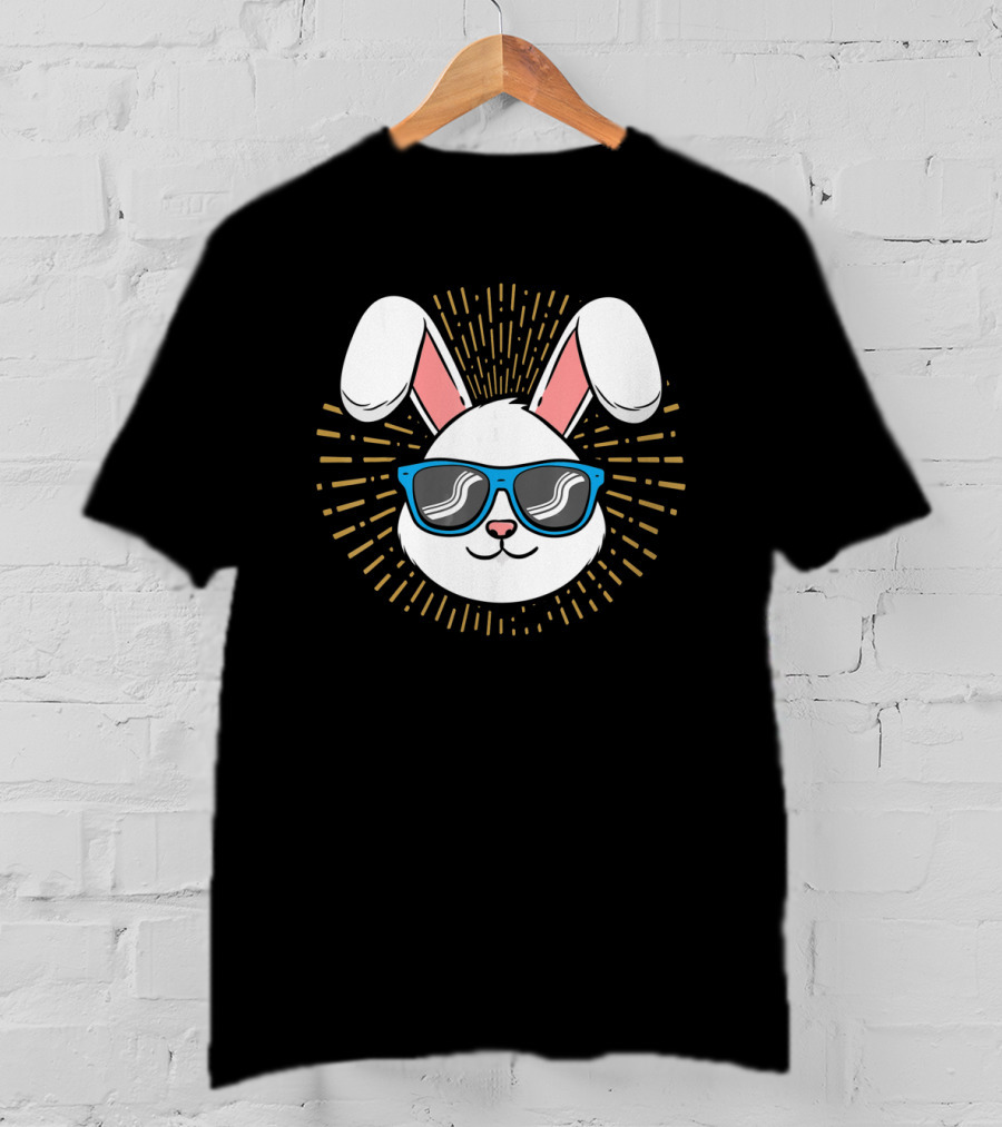 Cute Rabbit Easter Bunny With Blue Sunglasses And Ears T-Shirt