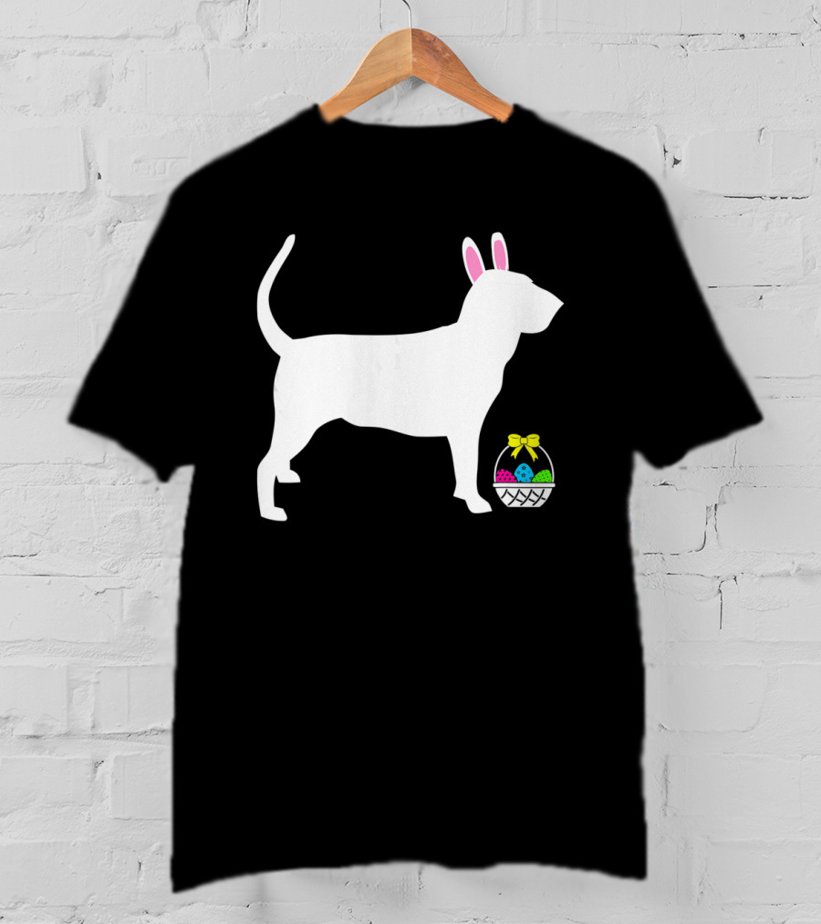 Bloodhound Dog Easter Bunny Ears Basket T-Shirt