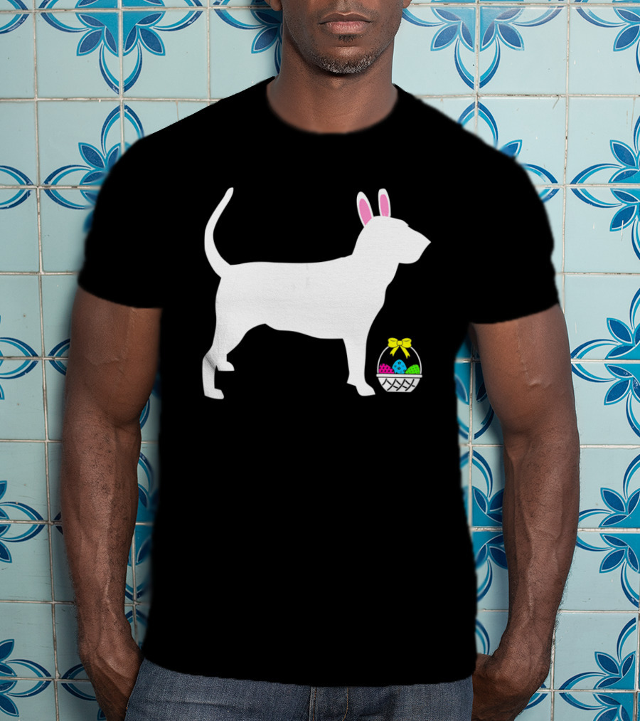 Bloodhound Dog Easter Bunny Ears Basket T-Shirt