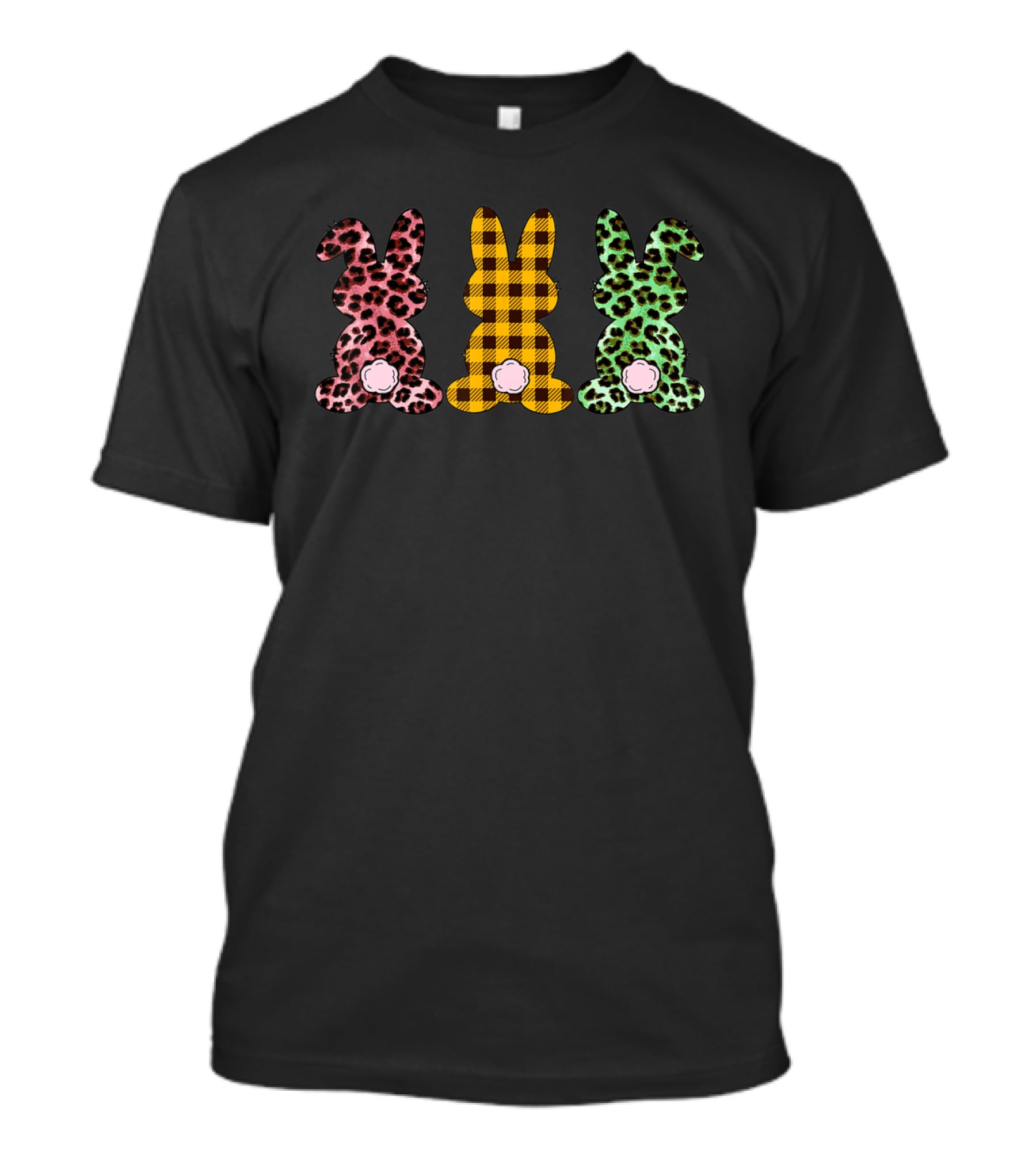 Bunny Rabbit Leopard And Buffalo Plaid Easter T-Shirt