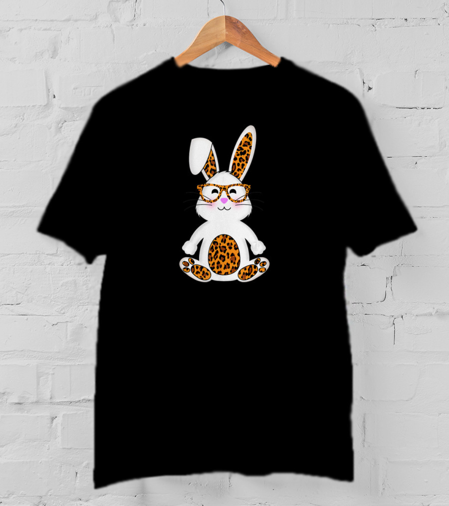 Rabbit Bunny With Leopard Sunglasses Easter T-Shirt