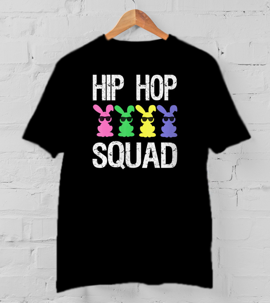 Hip Hop Squad Funny Easter Bunny Sunglasses Quartet T-Shirt