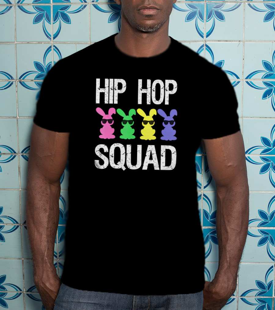 Hip Hop Squad Funny Easter Bunny Sunglasses Quartet T-Shirt
