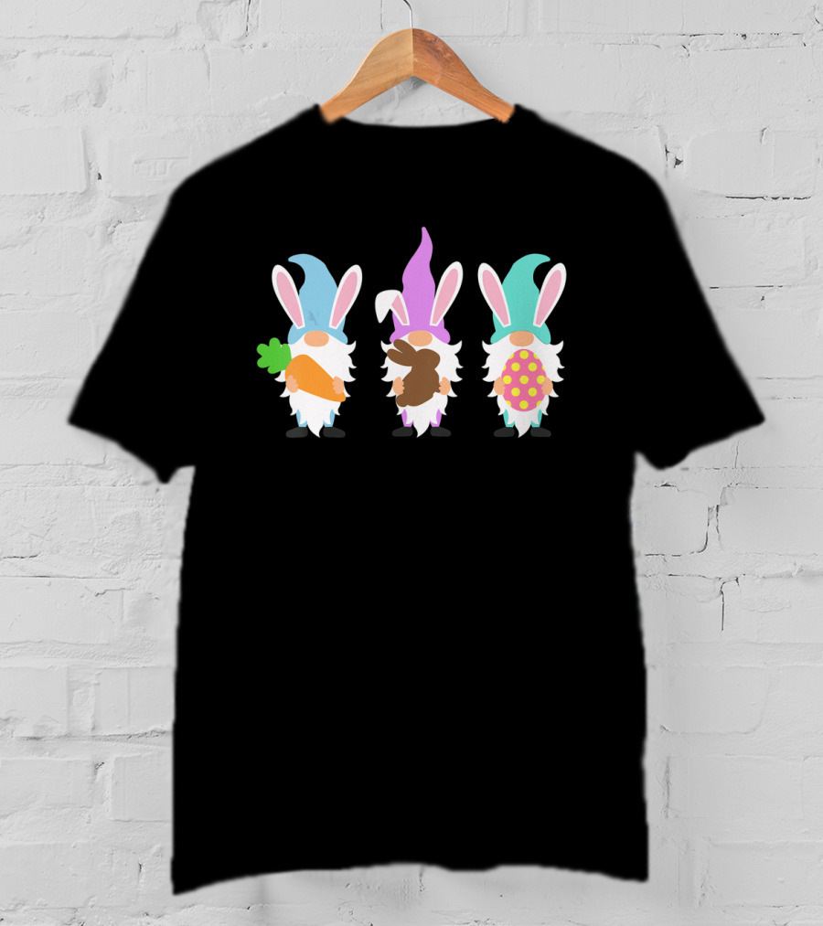 Easter Gnomes Bunny Ears Carrot Chocolate Egg Hunting T-Shirt