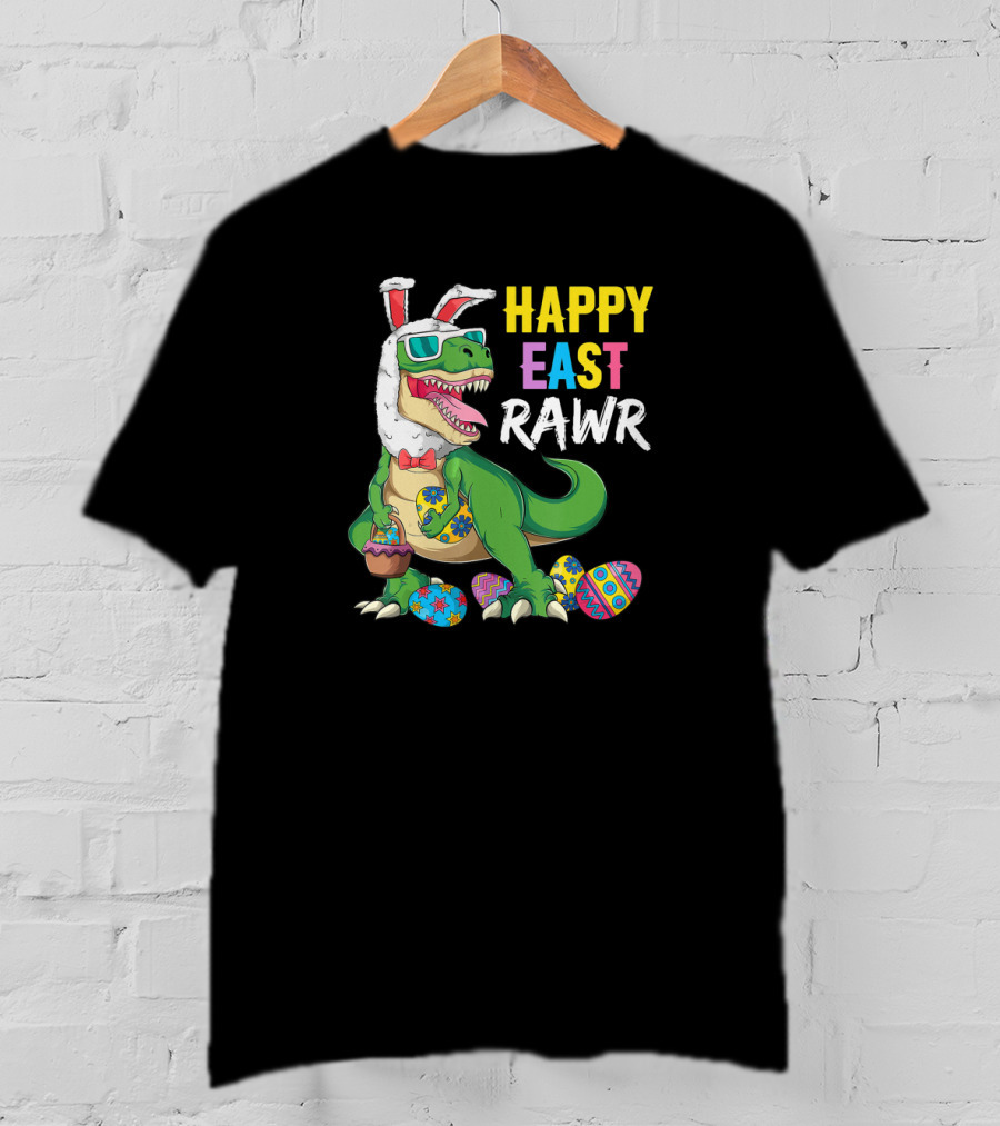 Happy Easter Rawr Dinosaur Rabbit Toddler Boys Egg T-Shirt