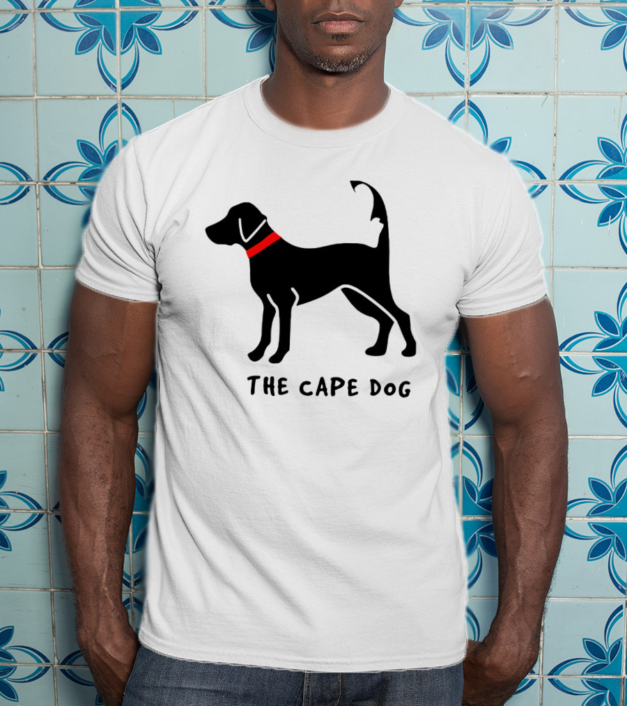Cape Cod Dog The Cape Dog Black Silhouette With Red Collar T-Shirt
