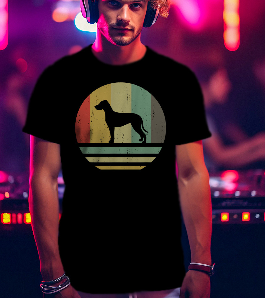 Vintage Retro Catahoula Leopard Dog Silhouette Stripes T-Shirt