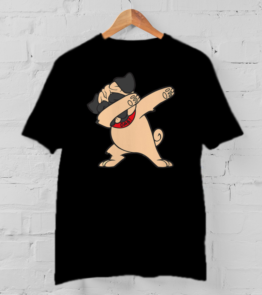 Pug Dabbing Dance Dab Collar Puppy Dog Cool T-Shirt