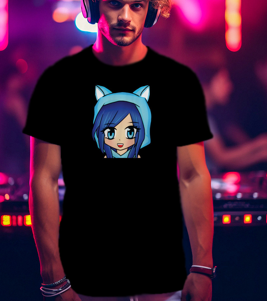 ItsFunneh Blue Anime Character With Cat Ears T-Shirt