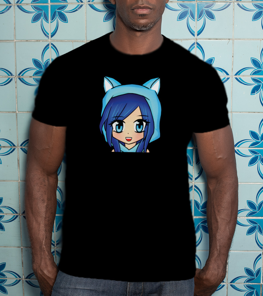 ItsFunneh Blue Anime Character With Cat Ears T-Shirt