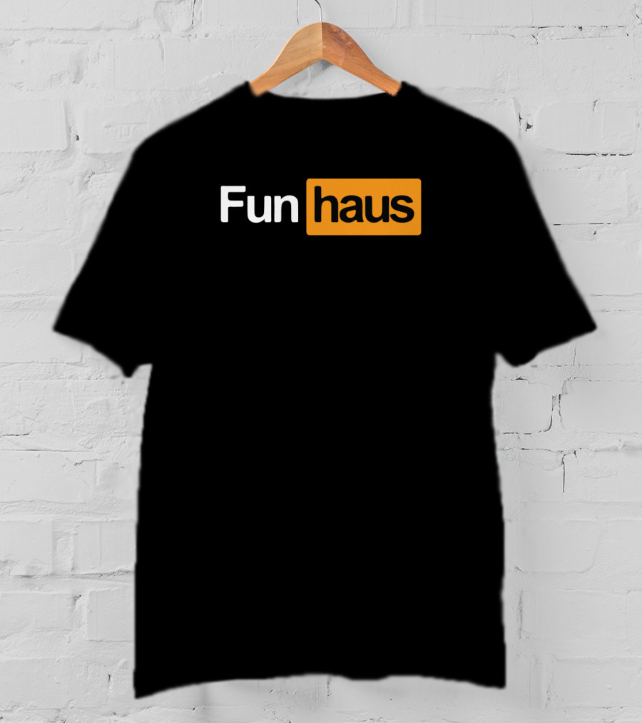 Funhaus White And Orange Text T-Shirt