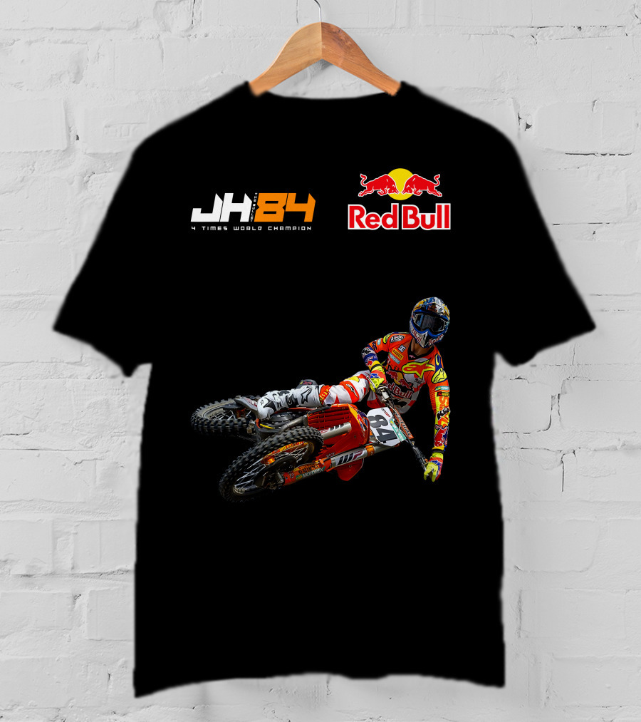 JH84 4 Times World Champion Red Bull Motocross Racer T-Shirt