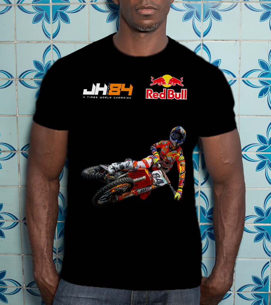 JH84 4 Times World Champion Red Bull Motocross Racer T-Shirt