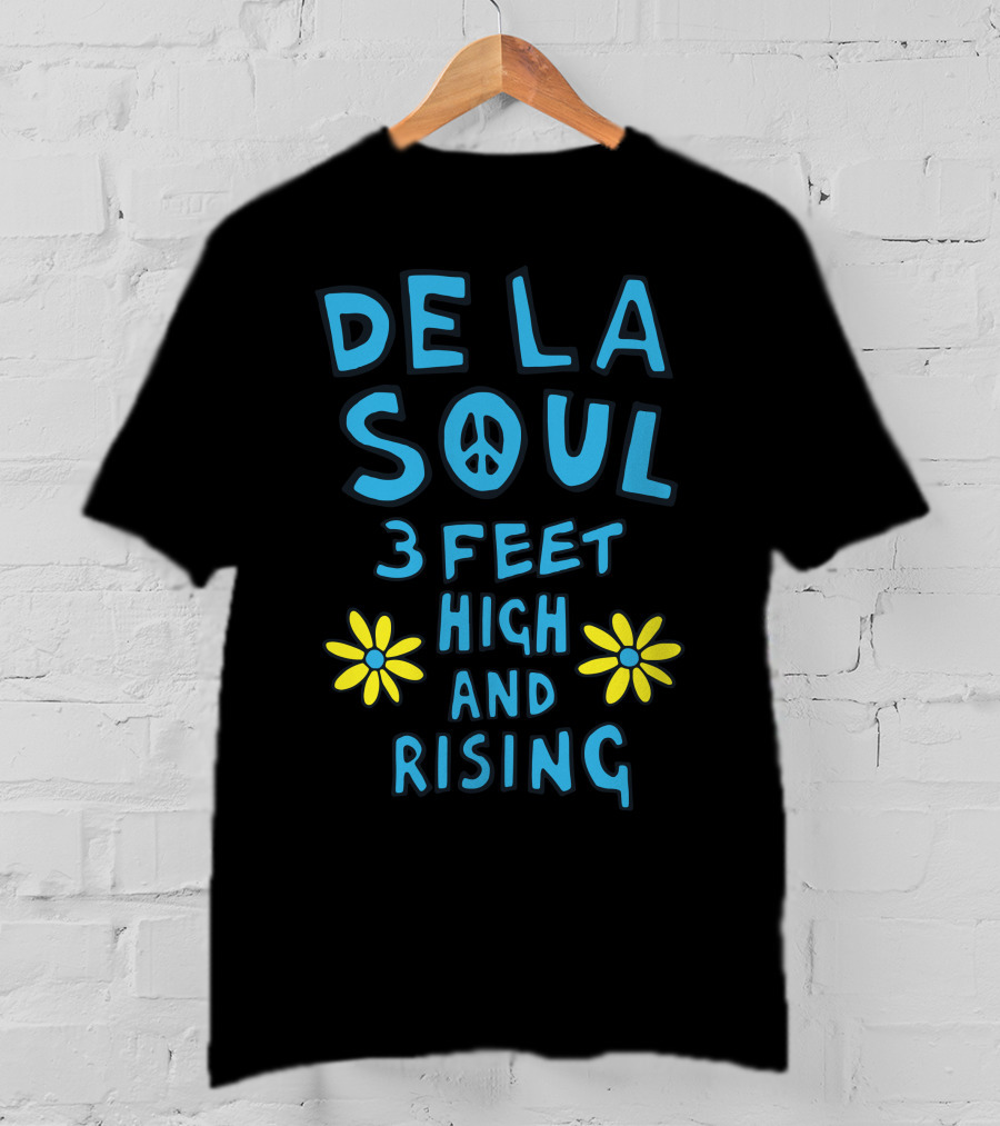 DE LA SOUL 3 Feet High And Rising With Peace Sign And Yellow Flowers T-Shirt