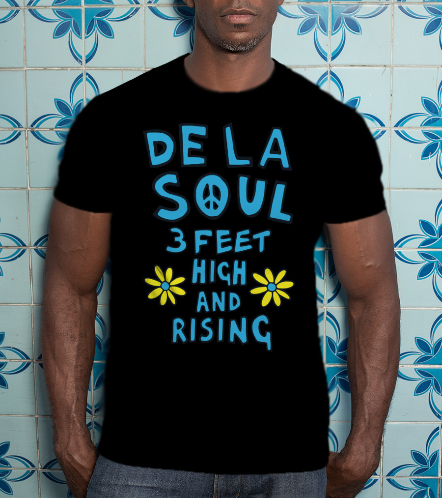 DE LA SOUL 3 Feet High And Rising With Peace Sign And Yellow Flowers T-Shirt