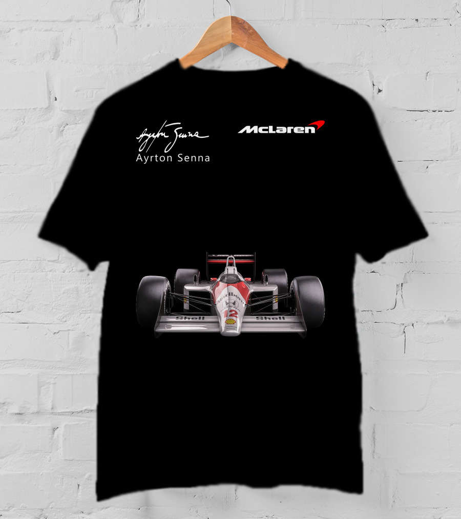 Ayrton Senna McLaren MP4/4 F1 Shell Racing Car T-Shirt