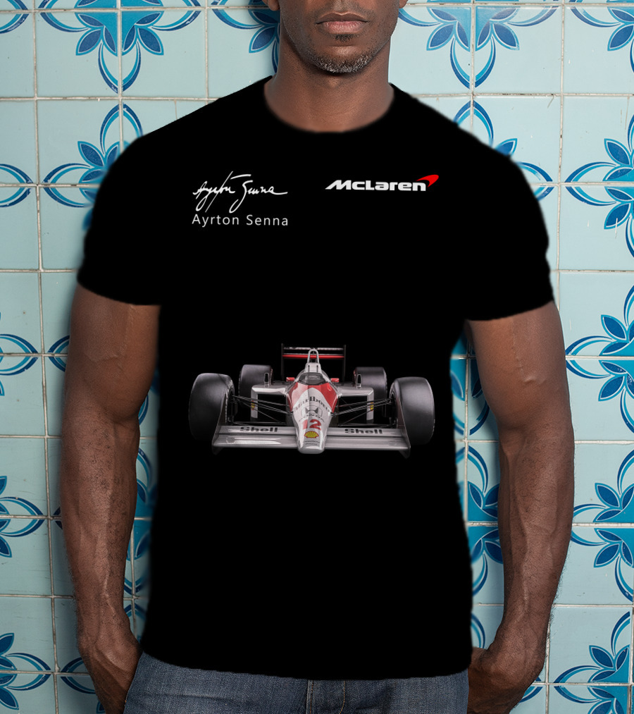 Ayrton Senna McLaren MP4/4 F1 Shell Racing Car T-Shirt