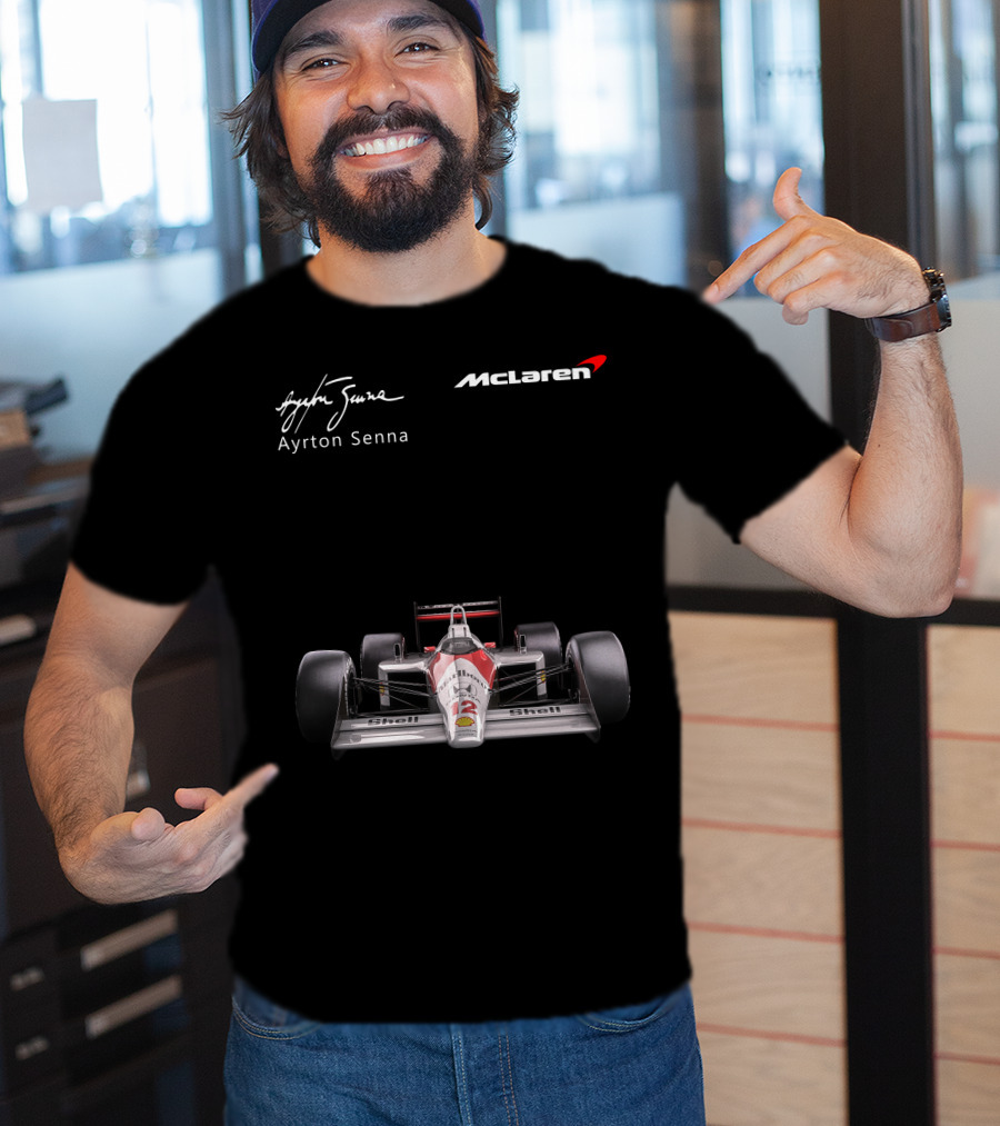 Ayrton Senna McLaren MP4/4 F1 Shell Racing Car T-Shirt