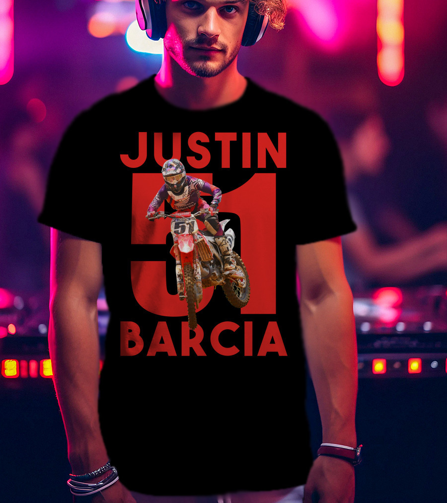 Justin Barcia 51 Motocross Rider Racing Action T-Shirt