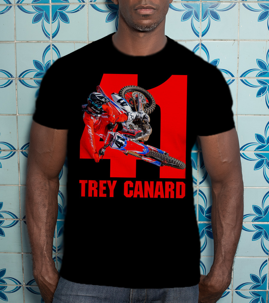 Trey Canard 41 Red Motocross Racer Action T-Shirt