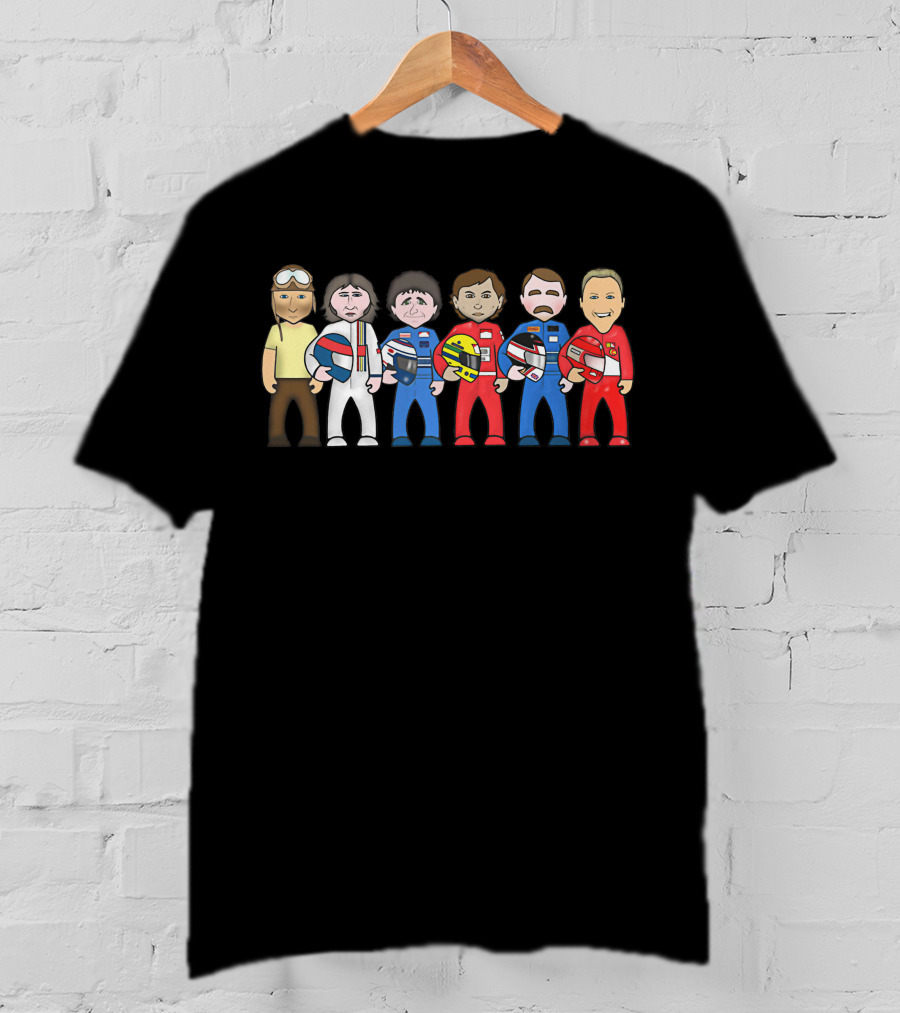 Ayrton Senna With Legendary F1 Drivers In Iconic Racing Suits T-Shirt