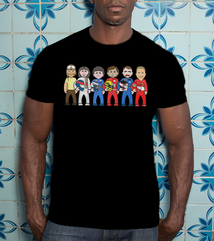 Ayrton Senna With Legendary F1 Drivers In Iconic Racing Suits T-Shirt