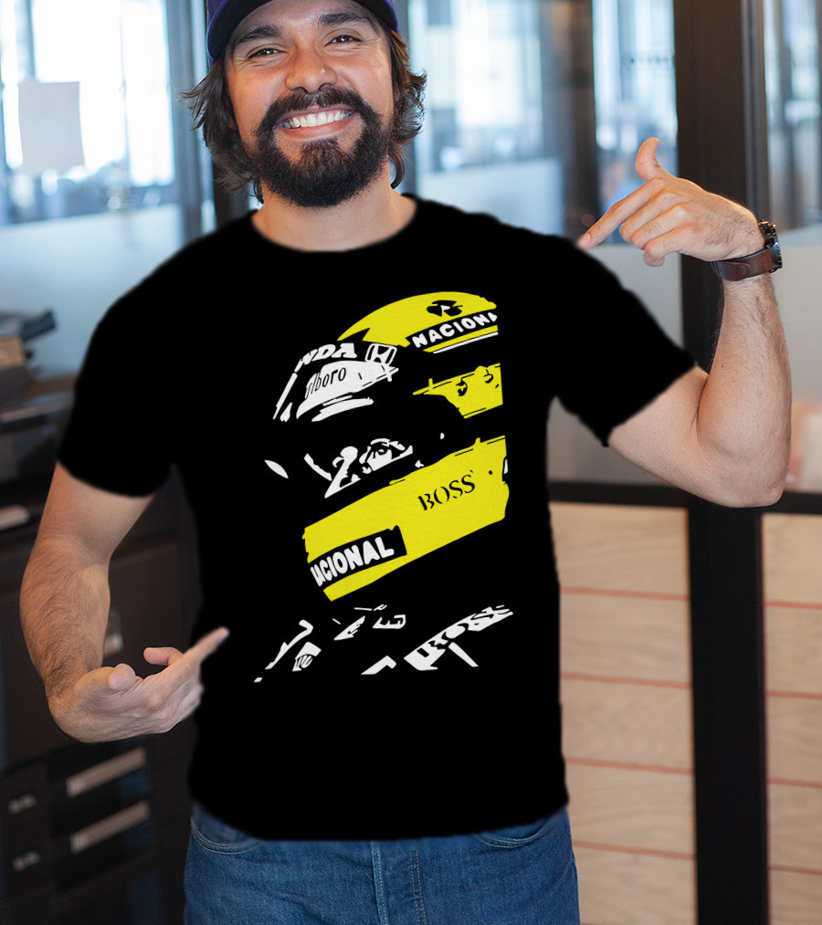 AYRTON SENNA F1 Helmet Nacional Boss Honda T-Shirt