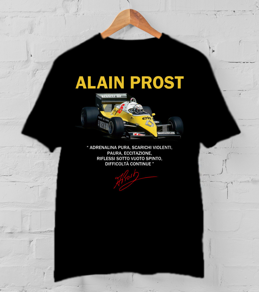 ALAIN PROST Renault F1 1983 Adrenalina Pura Scarichi Violenti T-Shirt