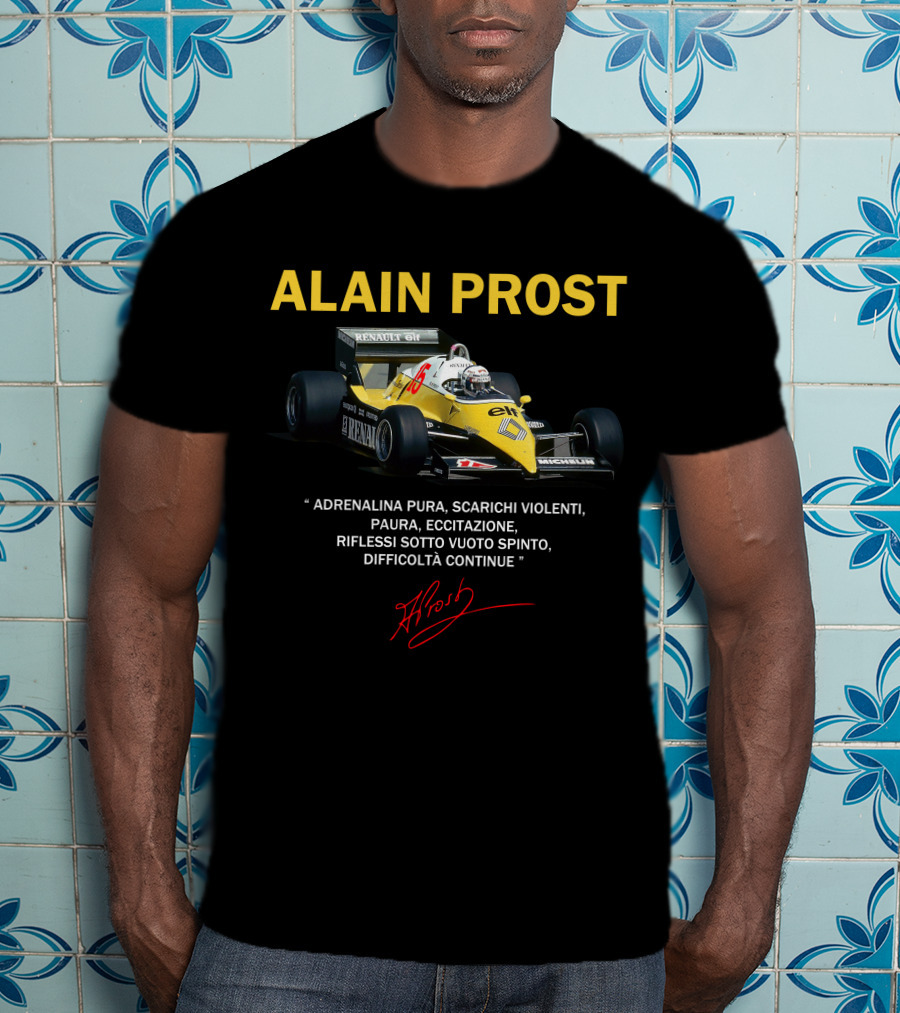 ALAIN PROST Renault F1 1983 Adrenalina Pura Scarichi Violenti T-Shirt