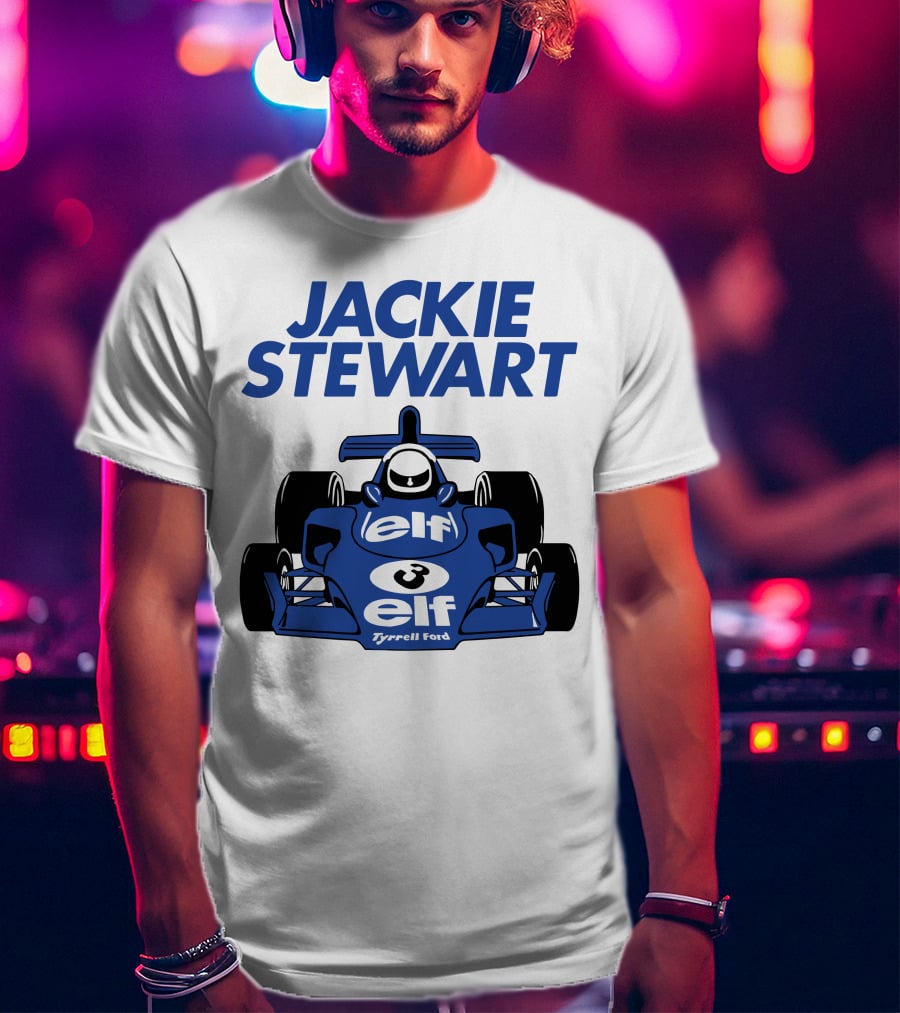 Jackie Stewart Tyrrell Ford Elf Racing Car T-Shirt